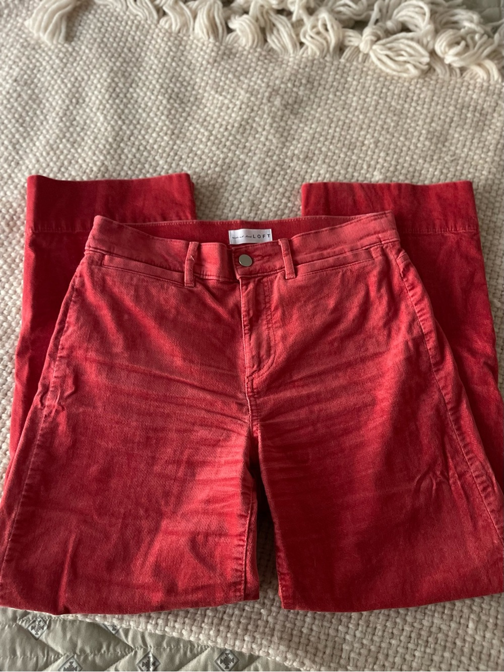 LOFT Wide Leg Crop in Rust-Red